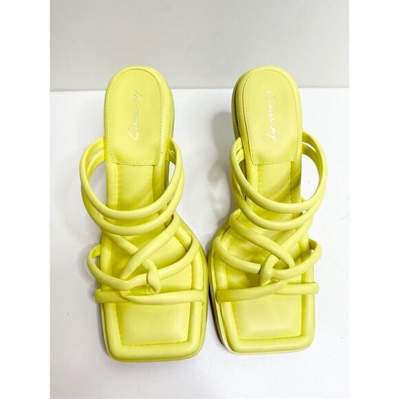 Sam Edelman Sandals Womens Size 8 Square Toe Slide On Lime Green - Picture 2 of 10